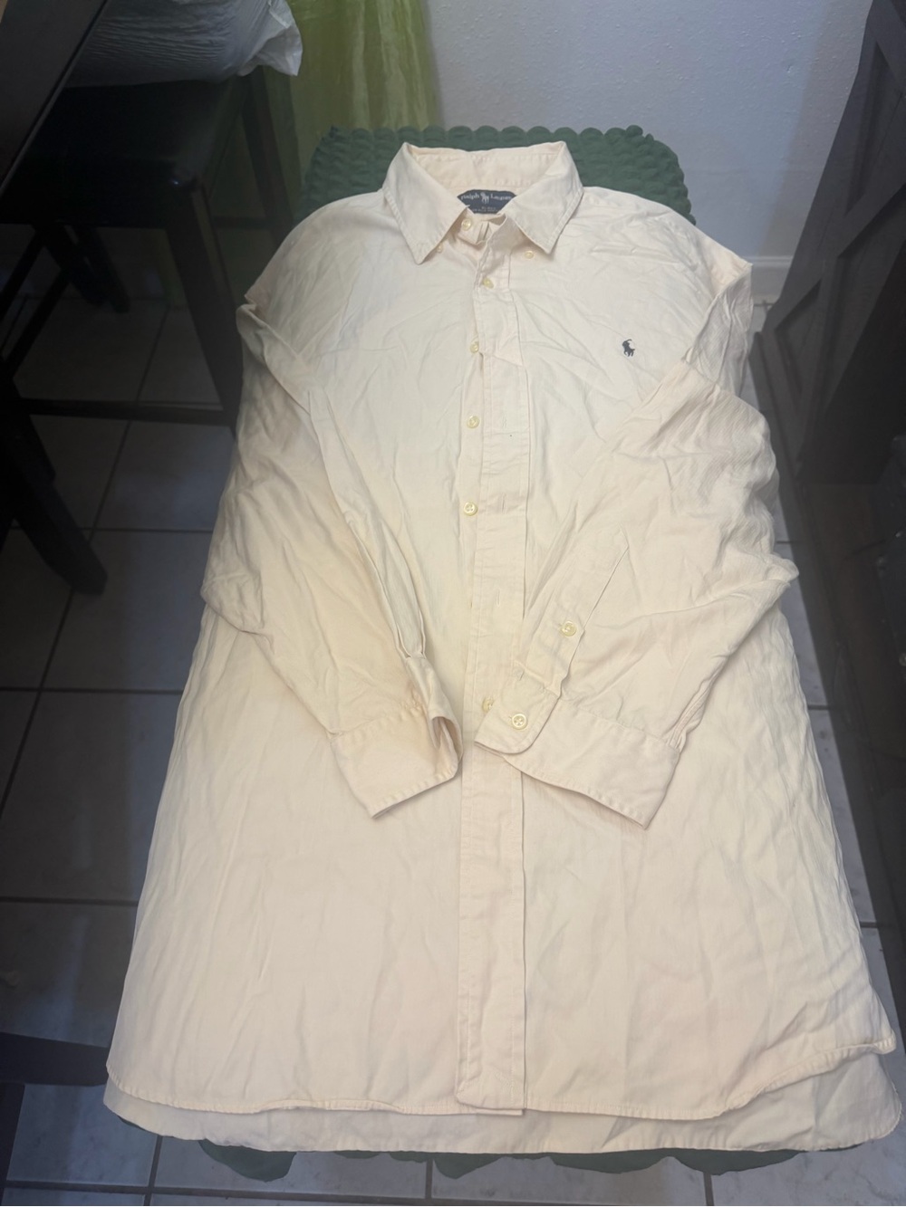 Ralph Lauren Men's Cream Long-Sleeve Button-Down Shirt